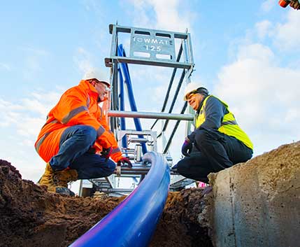 Cobra Reel Pipeline Being Fed Through The Ground Utilities Project